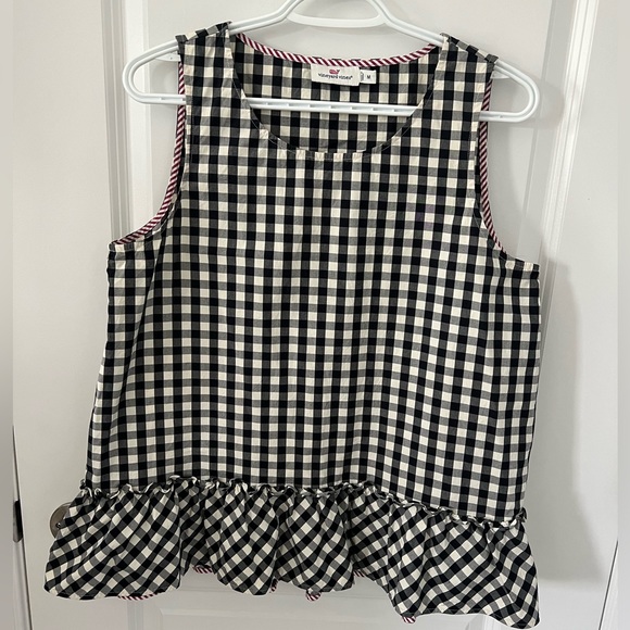 Vineyard Vines Gingham Sleeveless Flounce Top - Picture 4 of 8